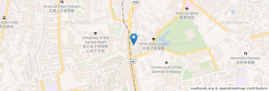 Mapa de ubicacion de Taro Cafe en ژاپن, 東京都, 港区, 広尾.