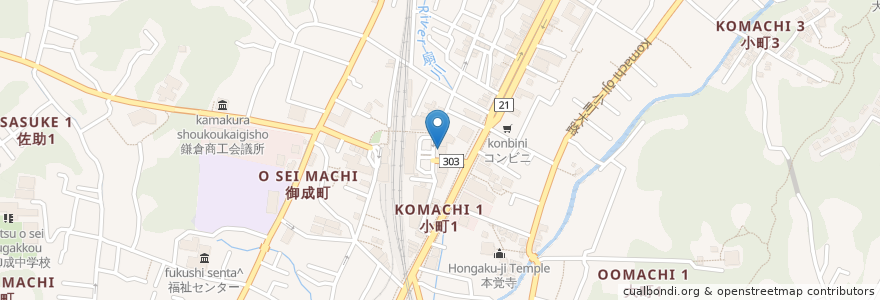Mapa de ubicacion de Kamakura Caster en اليابان, كاناغاوا, 鎌倉市.