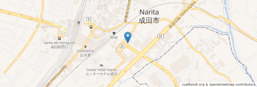 Mapa de ubicacion de シェフ菜園 en 일본, 지바현, 나리타 시.
