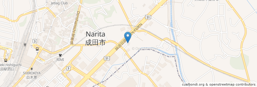 Mapa de ubicacion de 居酒屋 信長 en Japonya, 千葉県, 成田市.