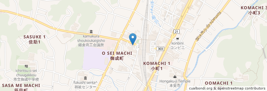 Mapa de ubicacion de ちらしや en Japan, 神奈川県, 鎌倉市.