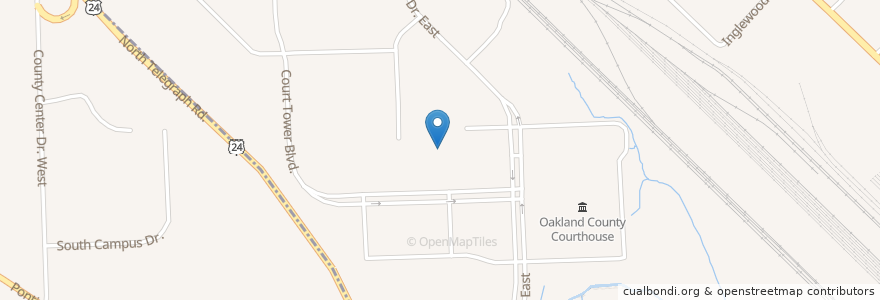 Mapa de ubicacion de Oakland County Courthouse en الولايات المتّحدة الأمريكيّة, ميشيغان, Oakland County, Pontiac.
