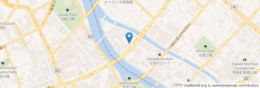Mapa de ubicacion de Yatei en 日本, 福岡県, 福岡市, 中央区.