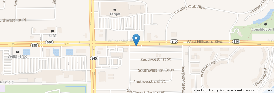 Mapa de ubicacion de Dunkin' Donuts en États-Unis D'Amérique, Floride, Broward County, Deerfield Beach.
