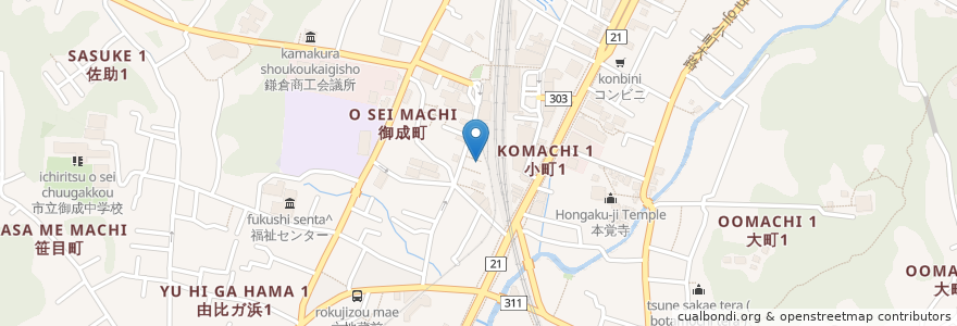 Mapa de ubicacion de 箕田歯科医院 en اليابان, كاناغاوا, 鎌倉市.