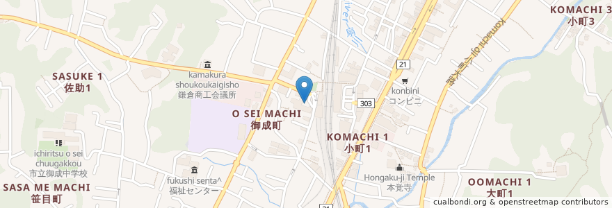 Mapa de ubicacion de 鎌倉デンタルクリニック en 日本, 神奈川県, 鎌倉市.