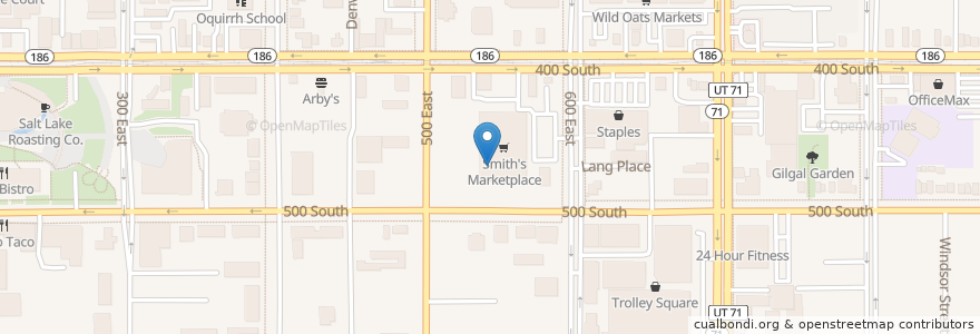 Mapa de ubicacion de Starbucks en アメリカ合衆国, ユタ州, Salt Lake County, Salt Lake City.