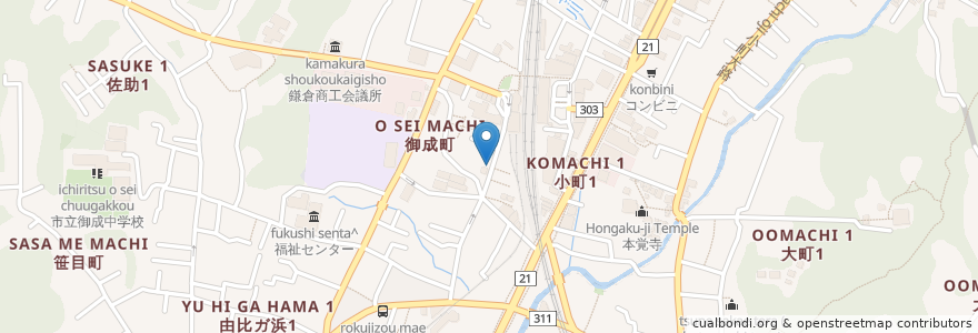 Mapa de ubicacion de DAIMYO SOFT CREAM en Japão, 神奈川県, 鎌倉市.