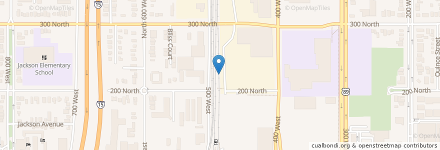 Mapa de ubicacion de North Temple Station en États-Unis D'Amérique, Utah, Salt Lake County, Salt Lake City.