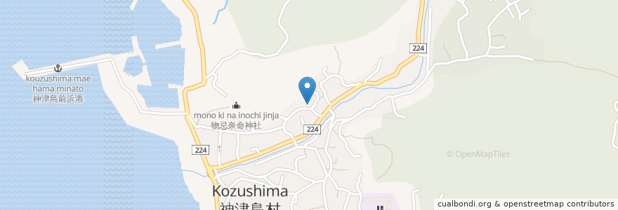 Mapa de ubicacion de Hyuga Brewery en Japonya, 東京都, 大島支庁, 神津島村.