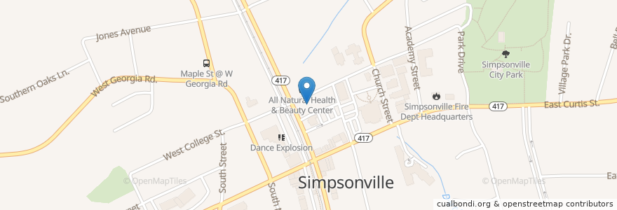 Mapa de ubicacion de SunTrust en Verenigde Staten, South Carolina, Greenville County, Simpsonville.