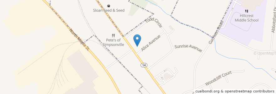 Mapa de ubicacion de Anita's en 미국, 사우스캐롤라이나, Greenville County.