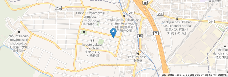 Mapa de ubicacion de Cafe Imamura en 일본, 교토부, 乙訓郡, 長岡京市, 大山崎町.