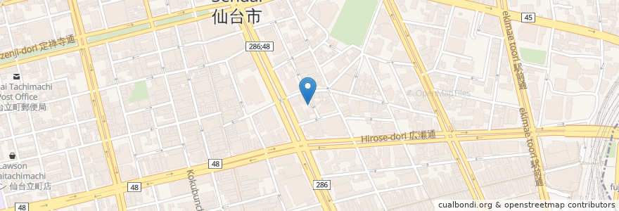 Mapa de ubicacion de 割烹 米三つ en Japão, 宮城県, 仙台市, 青葉区.
