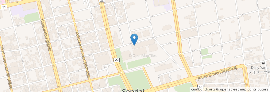 Mapa de ubicacion de 七十七銀行 県庁支店 en 日本, 宮城県, 仙台市, 青葉区.