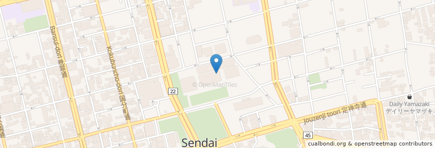 Mapa de ubicacion de 宮城県庁内郵便局 en Japan, 宮城県, 仙台市, 青葉区.