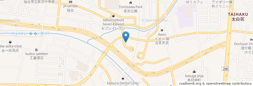 Mapa de ubicacion de サムザーナ 富沢店 en Jepun, 宮城県, 仙台市, 太白区.