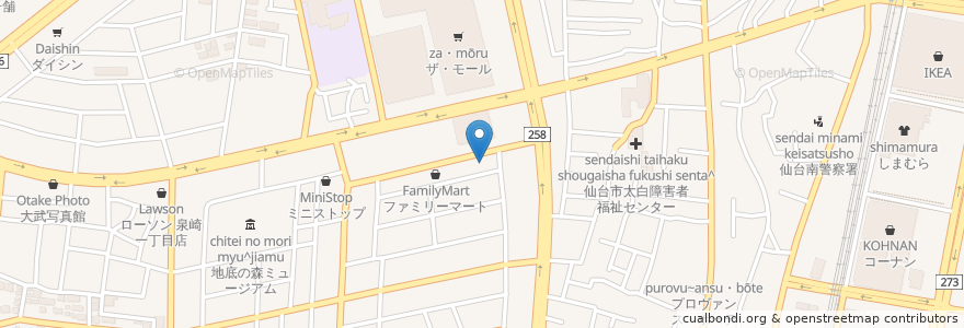 Mapa de ubicacion de 目利きの銀次 長町南駅前店 en 日本, 宮城県, 仙台市, 太白区.