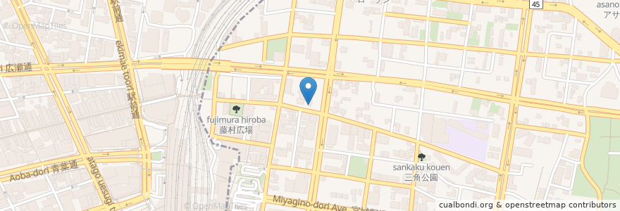 Mapa de ubicacion de しぶき亭 東口本店 en Japón, Prefectura De Miyagi, 仙台市, 青葉区, 宮城野区.
