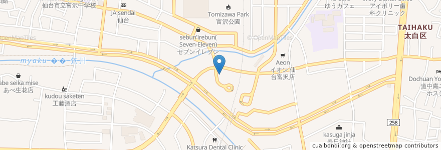 Mapa de ubicacion de えぇ居酒屋 おじいちゃんと呼ばないで en 日本, 宮城県, 仙台市, 太白区.