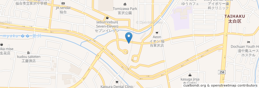 Mapa de ubicacion de Cosmos Clinic en Japan, Miyagi Prefecture, Sendai, Taihaku Ward.