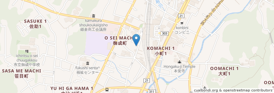 Mapa de ubicacion de もみじ茶屋 en Japan, 神奈川県, 鎌倉市.