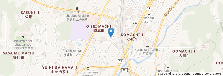 Mapa de ubicacion de コクリコのクレープ en Japon, Préfecture De Kanagawa, 鎌倉市.