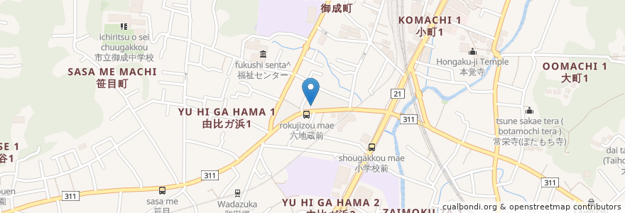 Mapa de ubicacion de かまくら むすび茶屋 en Japón, Prefectura De Kanagawa, 鎌倉市.
