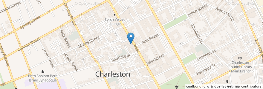 Mapa de ubicacion de The Cocktail Club en 미국, 사우스캐롤라이나, Charleston County, Charleston.