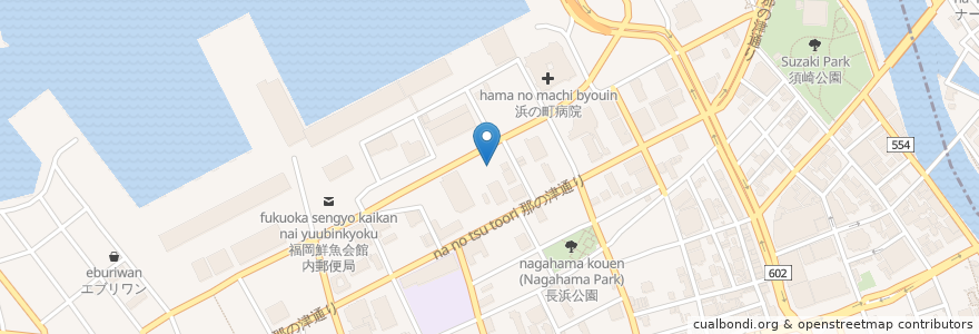 Mapa de ubicacion de 天然温泉;天神ゆの華（Ｐ無） en Japon, Préfecture De Fukuoka, 福岡市, 中央区.