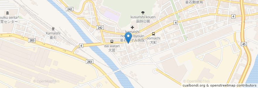 Mapa de ubicacion de 東北銀行 en Japonya, 岩手県, 釜石市.