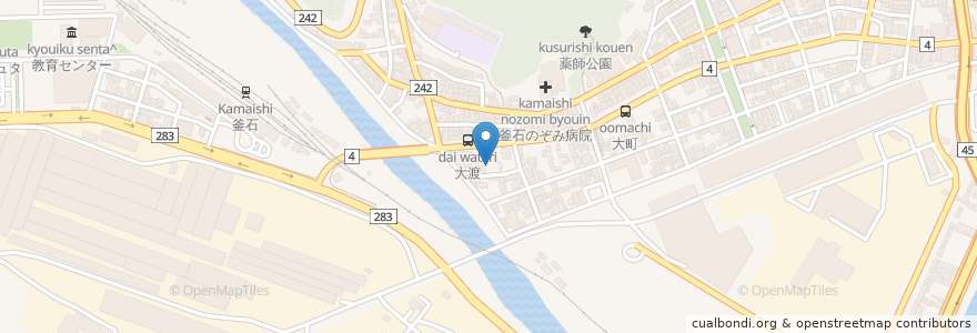 Mapa de ubicacion de 北日本銀行 en 日本, 岩手県, 釜石市.