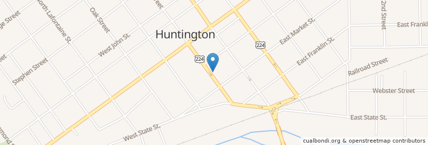 Mapa de ubicacion de Chapman's Brewing Company en United States, Indiana, Huntington County, Huntington.