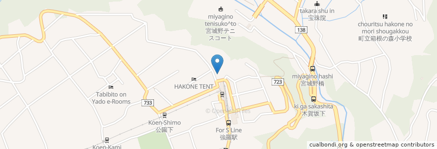 Mapa de ubicacion de 箱根町老人福祉センター;やまなみ荘（Ｐ無） en 日本, 神奈川県, 足柄下郡, 箱根町.