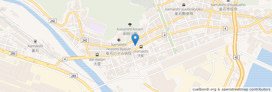 Mapa de ubicacion de ろばたや en Giappone, Prefettura Di Iwate, 釜石市.