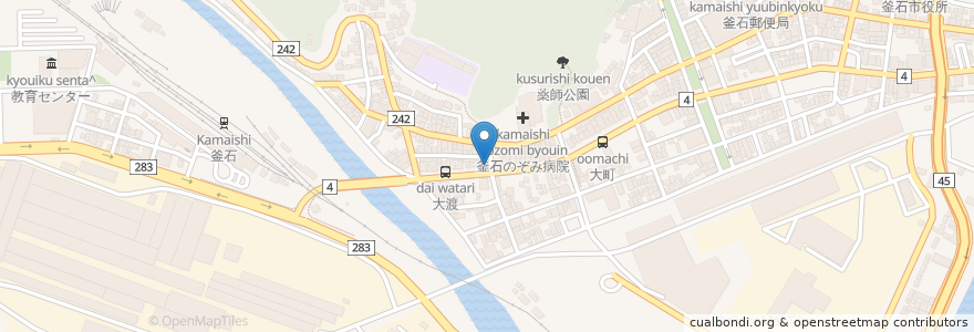 Mapa de ubicacion de 日の丸薬局 en Japan, Iwate Prefecture, Kamaishi.