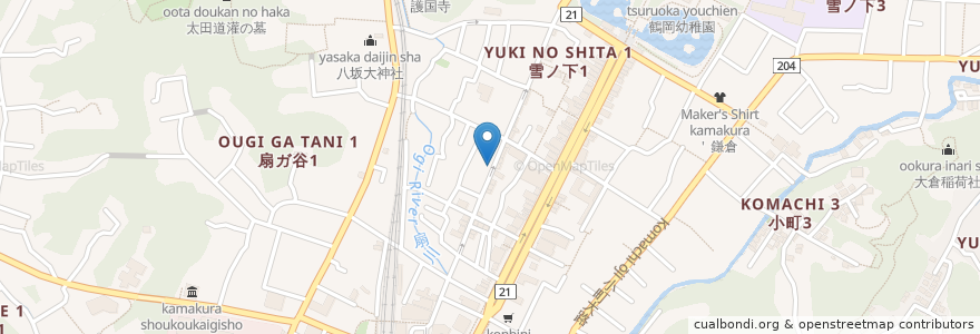 Mapa de ubicacion de 鎌倉アイス工房 en 일본, 가나가와현, 鎌倉市.