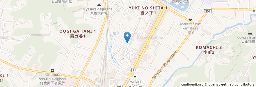 Mapa de ubicacion de 新荘園 en 日本, 神奈川県, 鎌倉市.