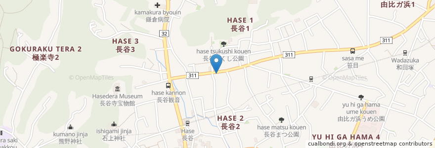 Mapa de ubicacion de マンジャーレ en 일본, 가나가와현, 鎌倉市.