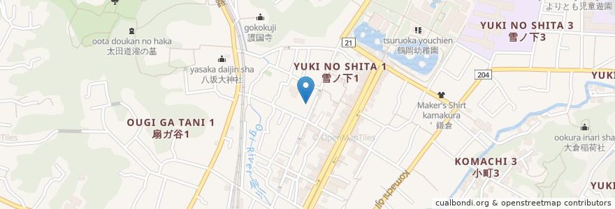Mapa de ubicacion de 露西亜亭 en 日本, 神奈川県, 鎌倉市.