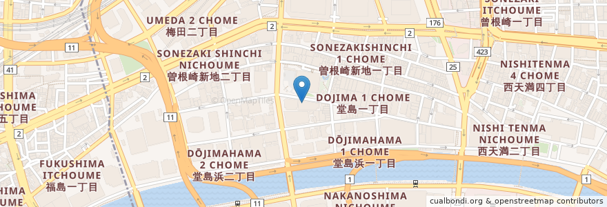 Mapa de ubicacion de 銀平はなれ en Japão, 大阪府, 大阪市, 北区.