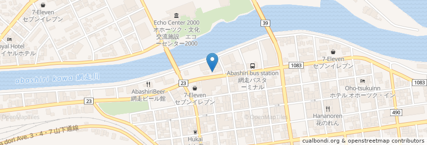 Mapa de ubicacion de Arujis en Japón, Prefectura De Hokkaidō, オホーツク総合振興局, 網走市.