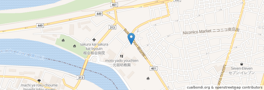 Mapa de ubicacion de 稲荷神社 en اليابان, 東京都, 足立区.