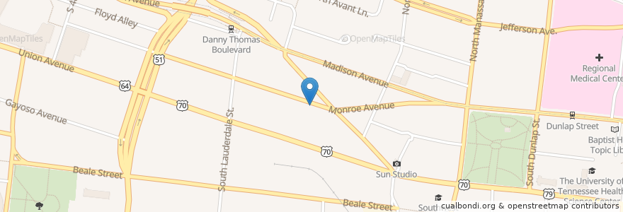Mapa de ubicacion de Explore Bike Share en 美利坚合众国/美利堅合眾國, 田纳西州, Shelby County, Memphis.