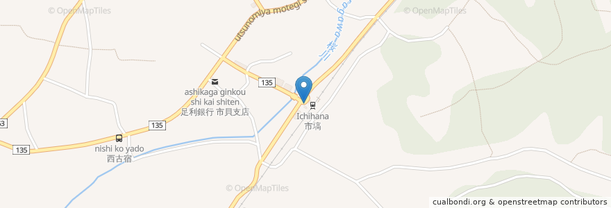 Mapa de ubicacion de サシバふれあい号乗降場所 en 日本, 栃木県, 芳賀郡, 市貝町.