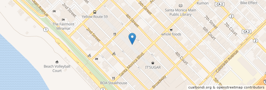 Mapa de ubicacion de Hummus Bar Express en United States, California, Los Angeles County.
