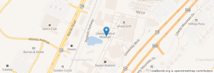 Mapa de ubicacion de Einstein Bros. Bagels en الولايات المتّحدة الأمريكيّة, فيرجينيا, Lynchburg, Lynchburg City.