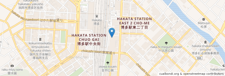 Mapa de ubicacion de Yakiniku no Gyuta Honjin Yodobashi Hakata en Japan, Fukuoka Prefecture, Fukuoka, Hakata Ward.