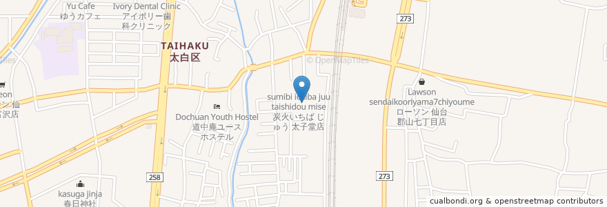 Mapa de ubicacion de ごはん処 おそばの源さん en 日本, 宫城县, 仙台市, 太白区.