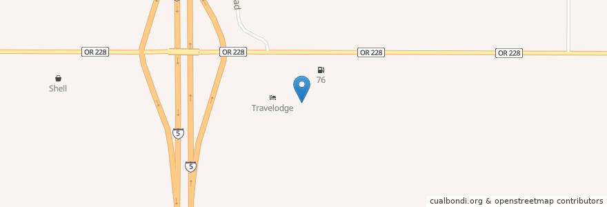 Mapa de ubicacion de Pioneer Villa Truck Plaza en Estados Unidos De América, Oregón, Linn County.
